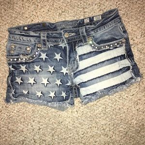 Miss Me American Flag Shorts - 27